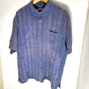 Tommy Bahama Mens Silk Plum w/Stripes Short Sleeve Button Up XL
